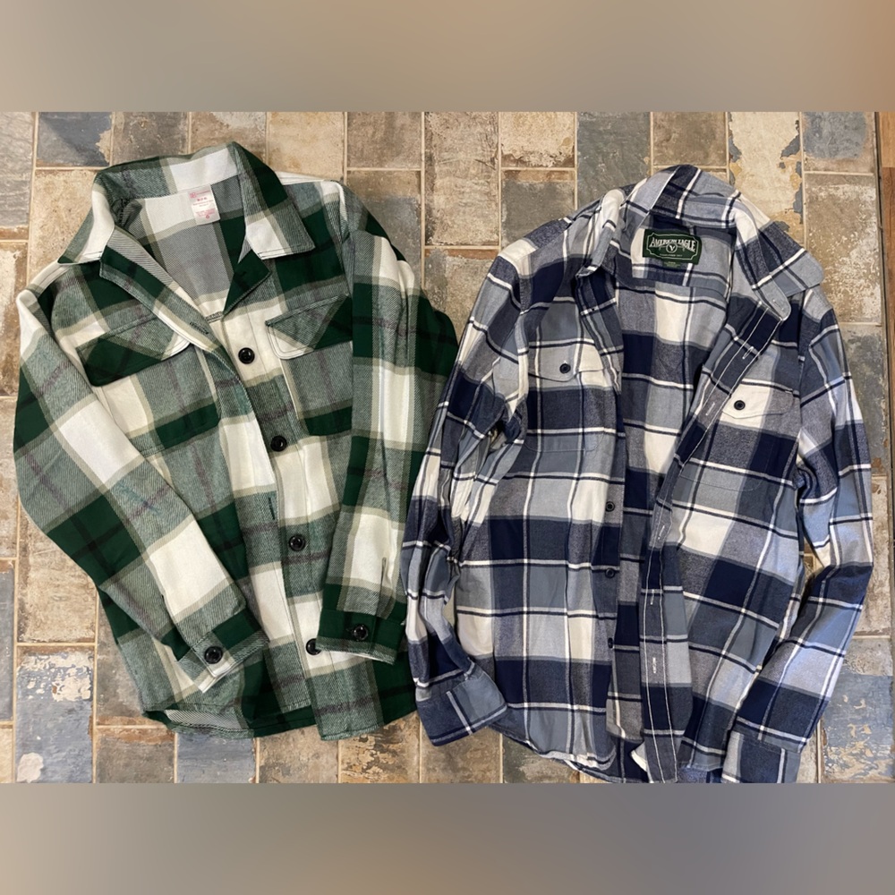 Two plaid button downs